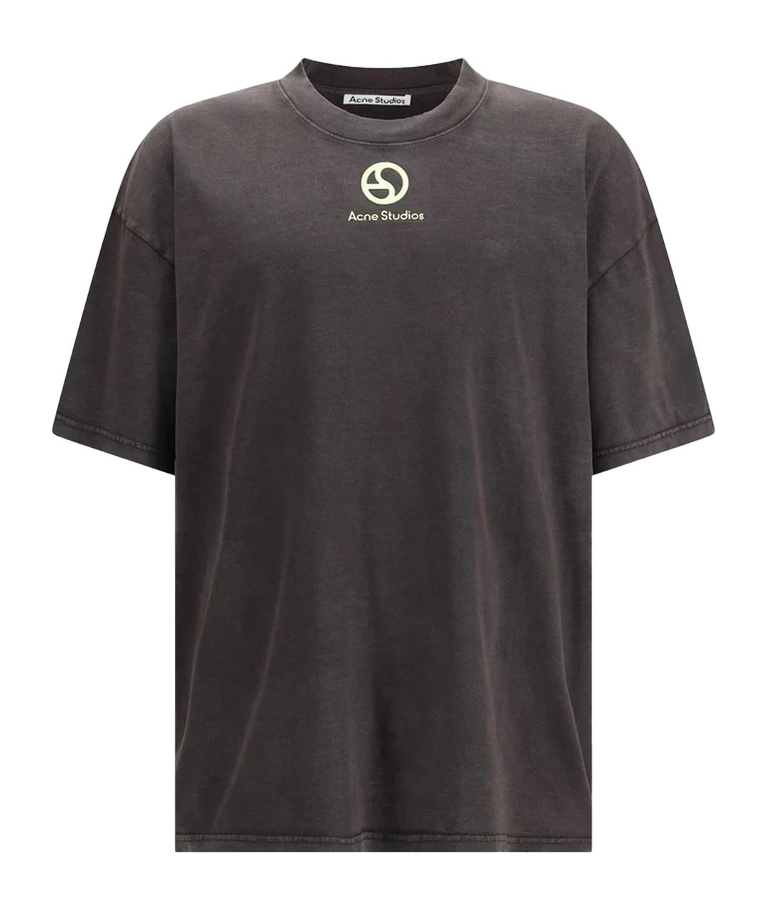ACNE STUDIOS Коричневая хлопковая футболка, фото 1