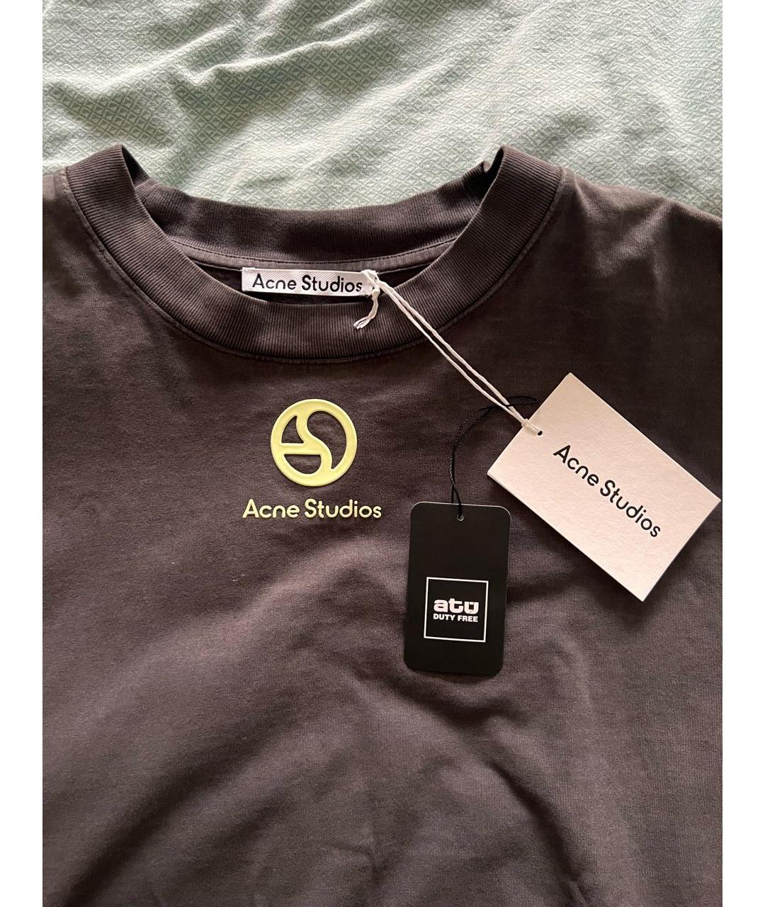 ACNE STUDIOS Коричневая хлопковая футболка, фото 2