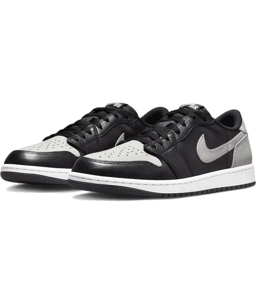 JORDAN Черные кожаные низкие кроссовки / кеды, фото 8