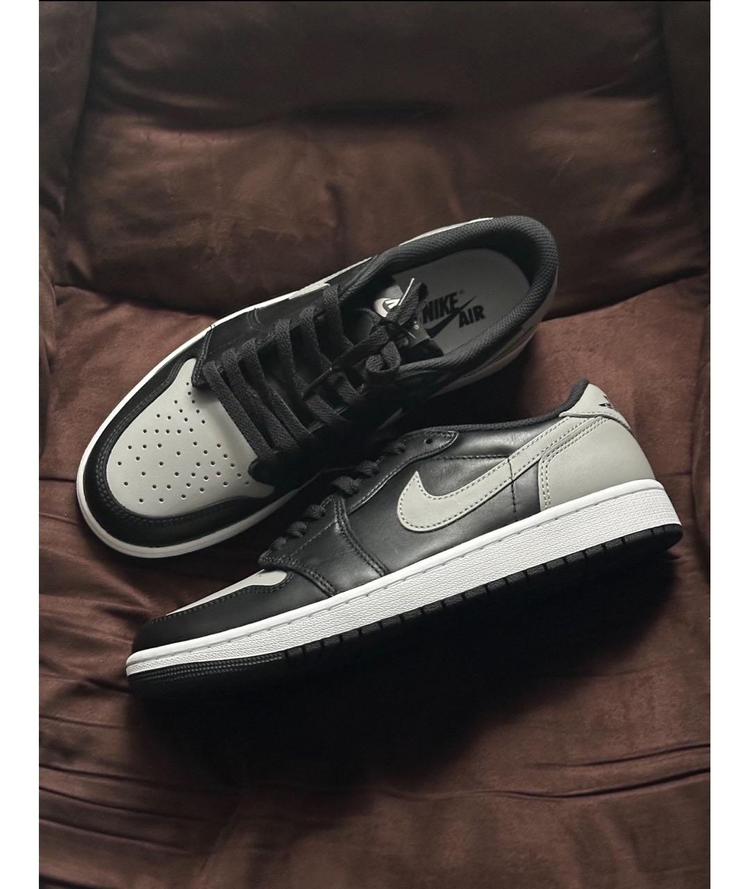 JORDAN Черные кожаные низкие кроссовки / кеды, фото 4