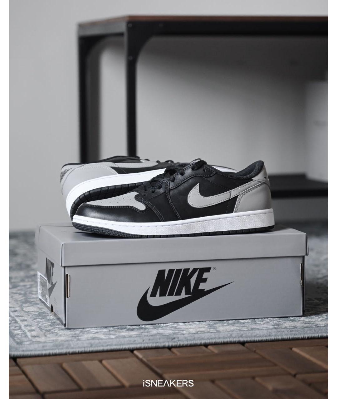 JORDAN Черные кожаные низкие кроссовки / кеды, фото 6