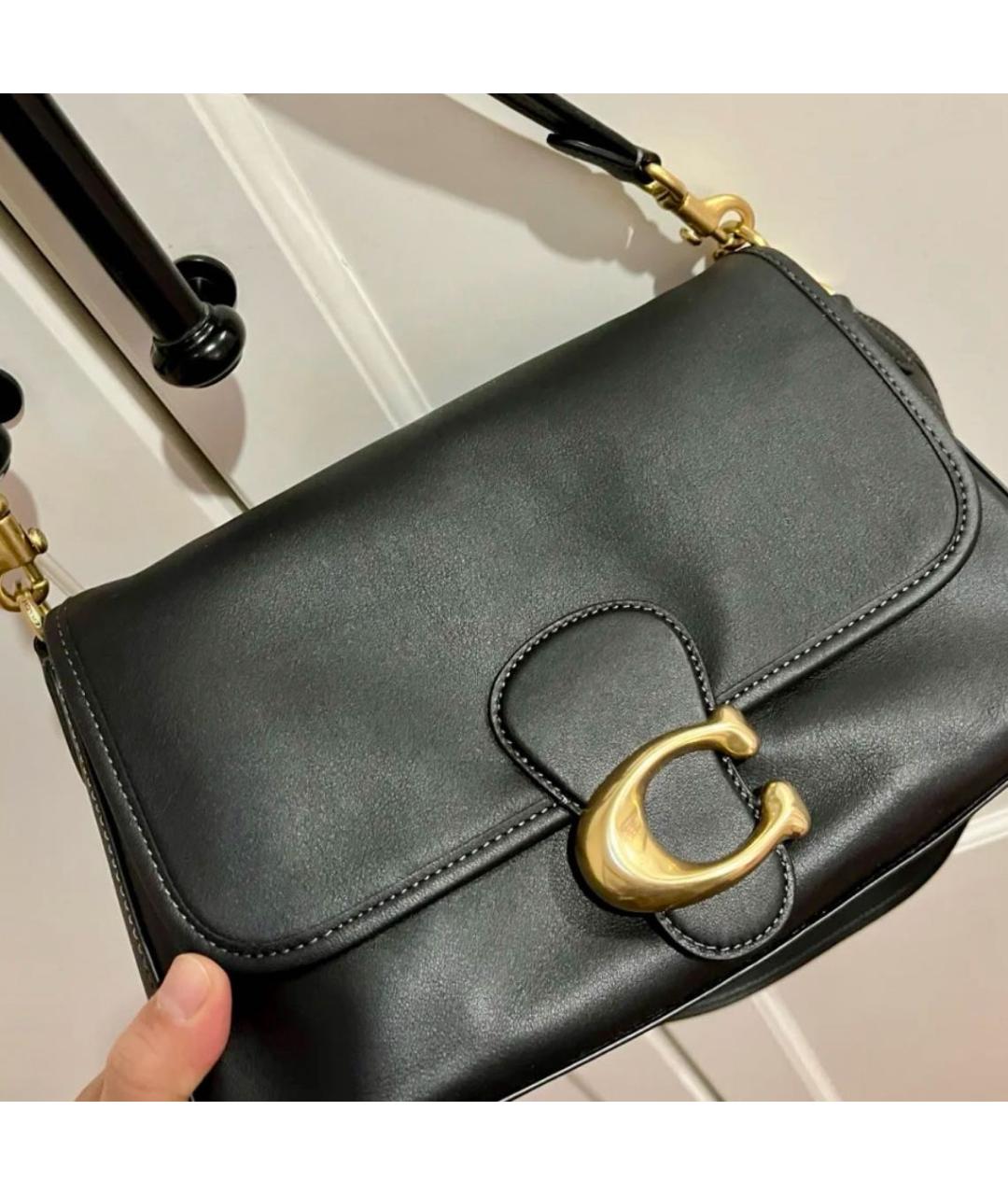 COACH Черная кожаная сумка через плечо, фото 7