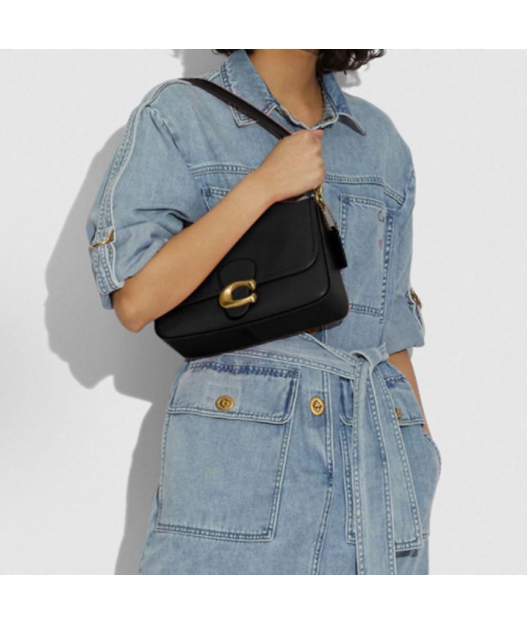 COACH Черная кожаная сумка через плечо, фото 2