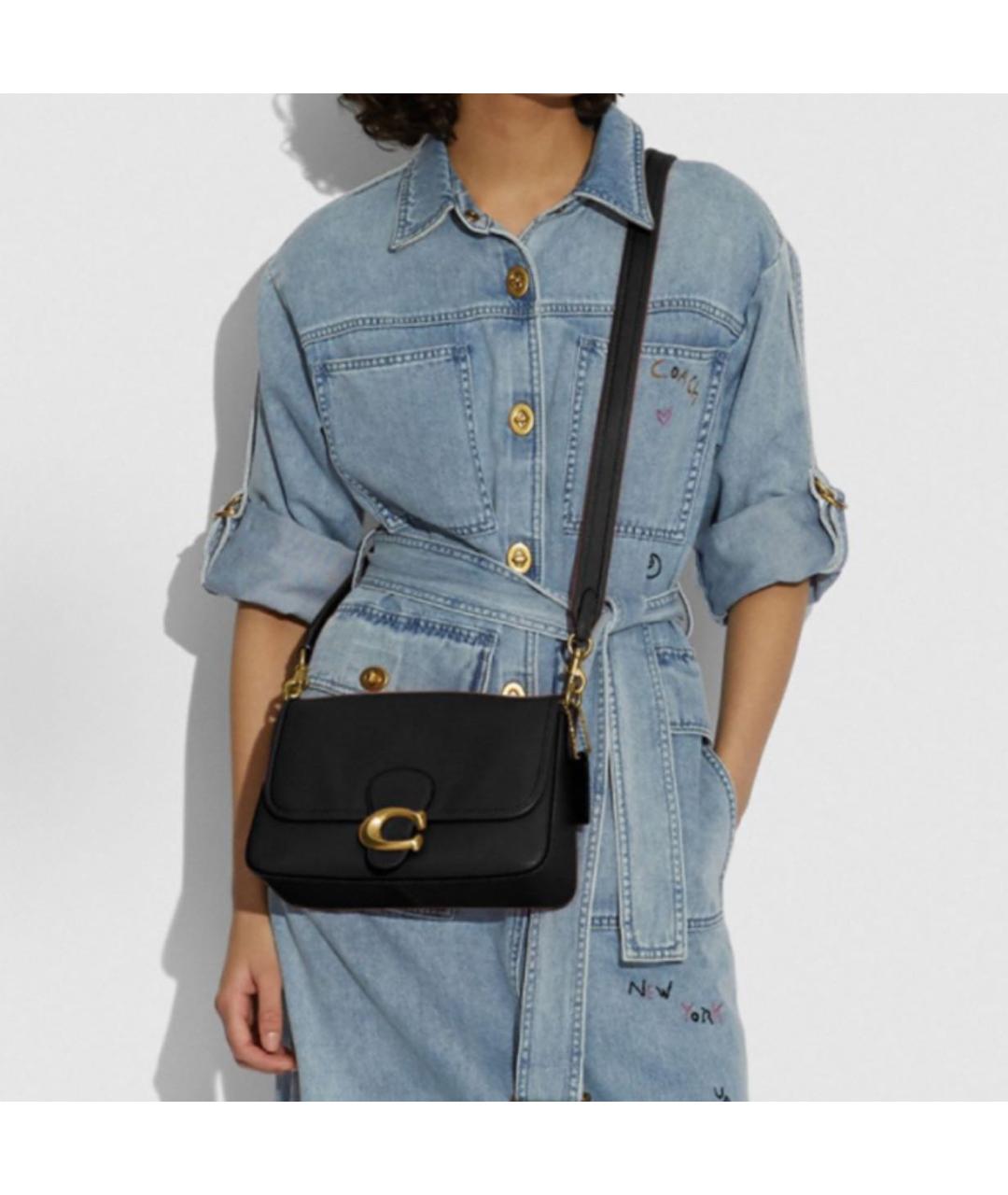 COACH Черная кожаная сумка через плечо, фото 3