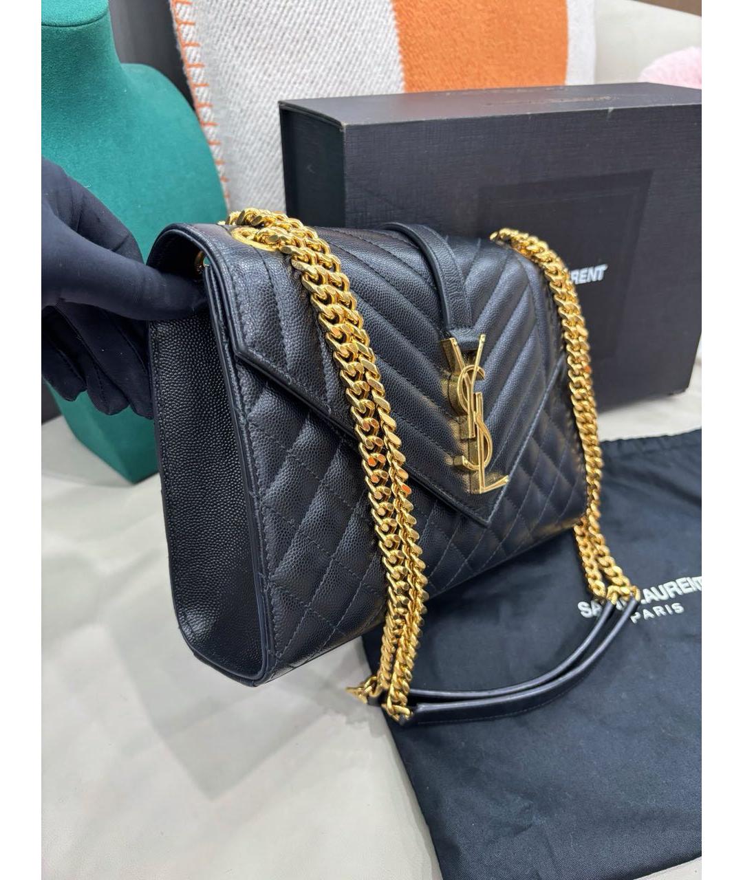 SAINT LAURENT Черная кожаная сумка через плечо, фото 3