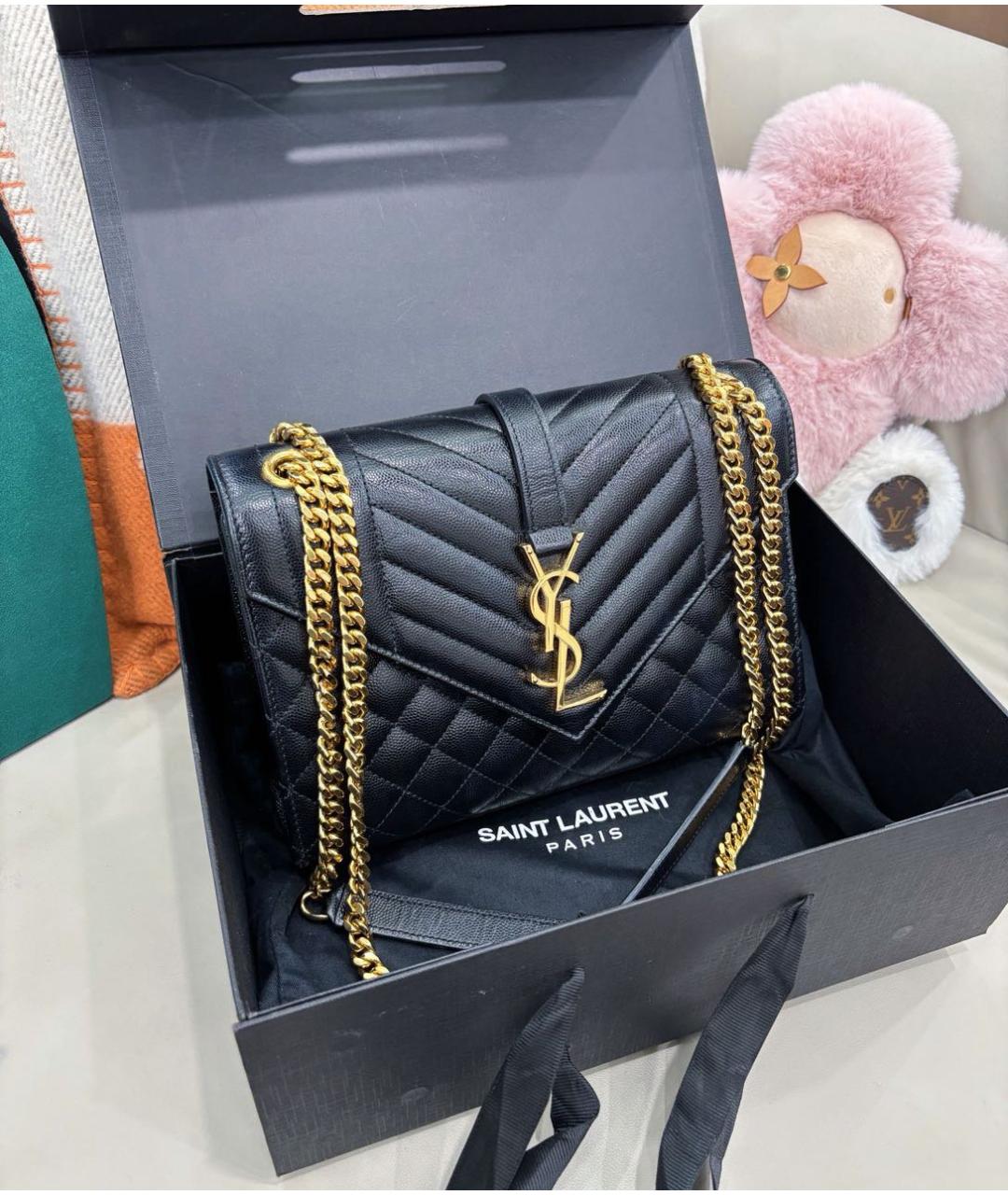 SAINT LAURENT Черная кожаная сумка через плечо, фото 2