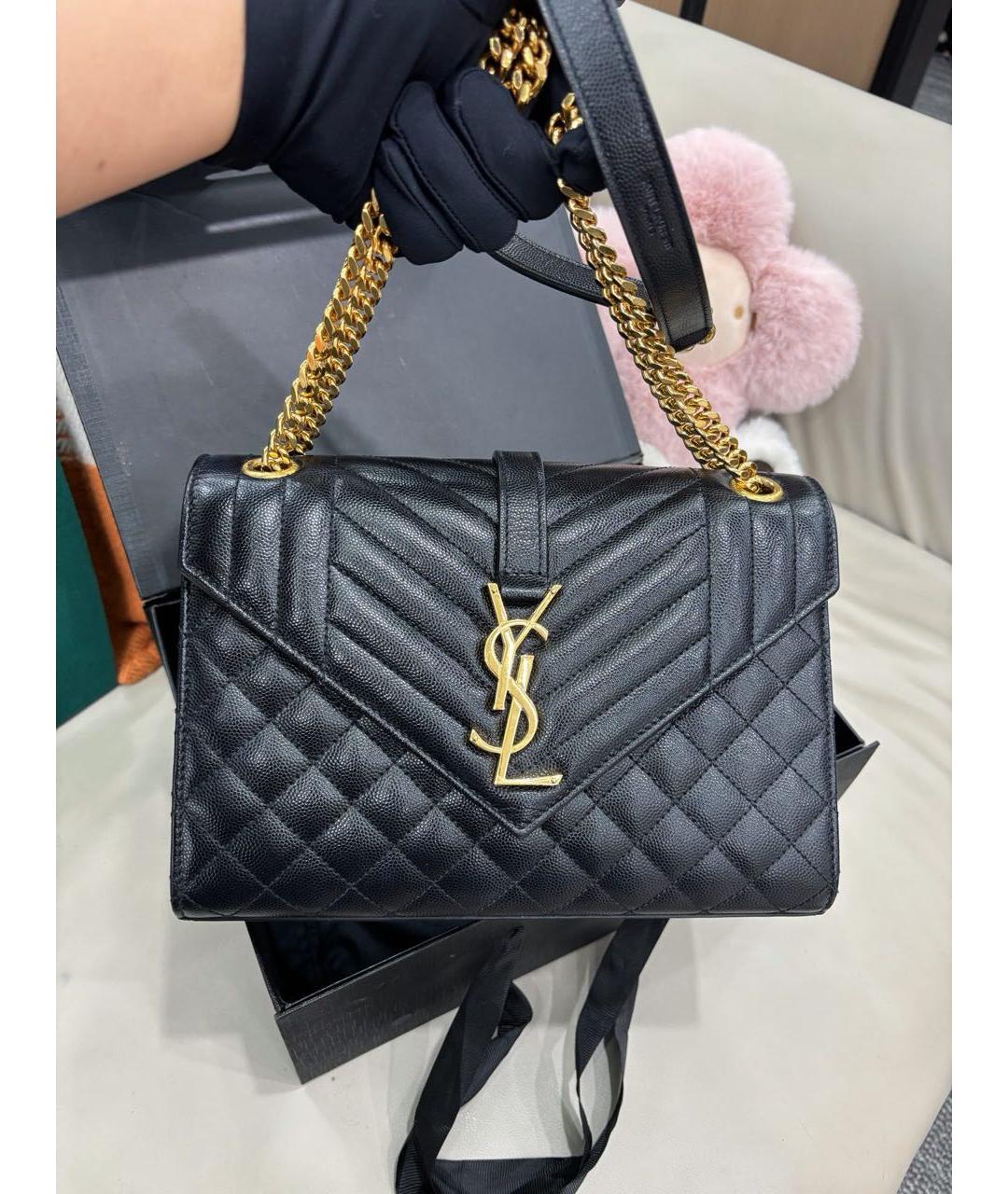 SAINT LAURENT Черная кожаная сумка через плечо, фото 9