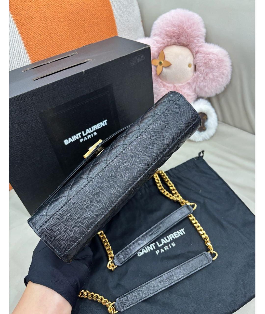 SAINT LAURENT Черная кожаная сумка через плечо, фото 6