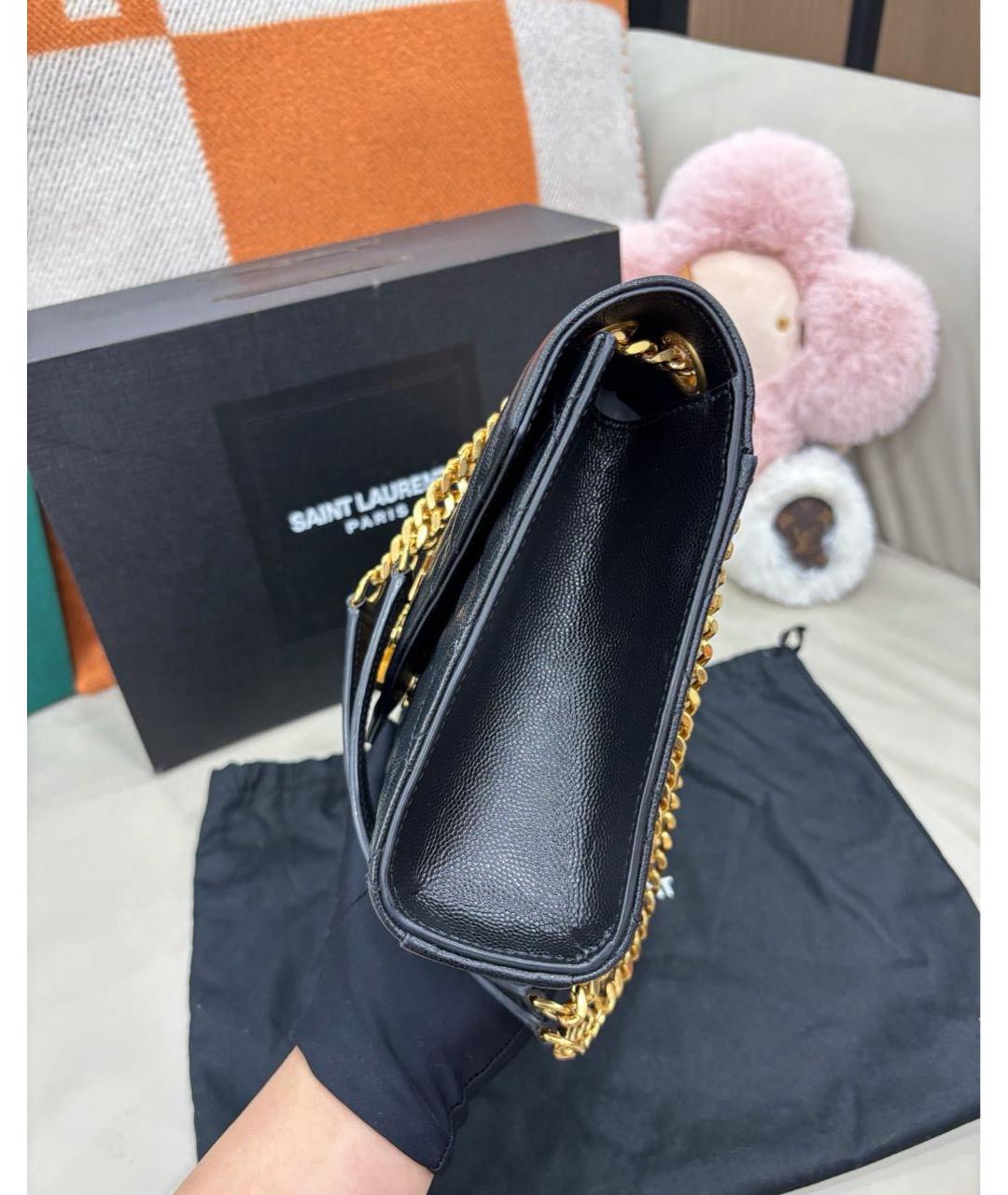 SAINT LAURENT Черная кожаная сумка через плечо, фото 5