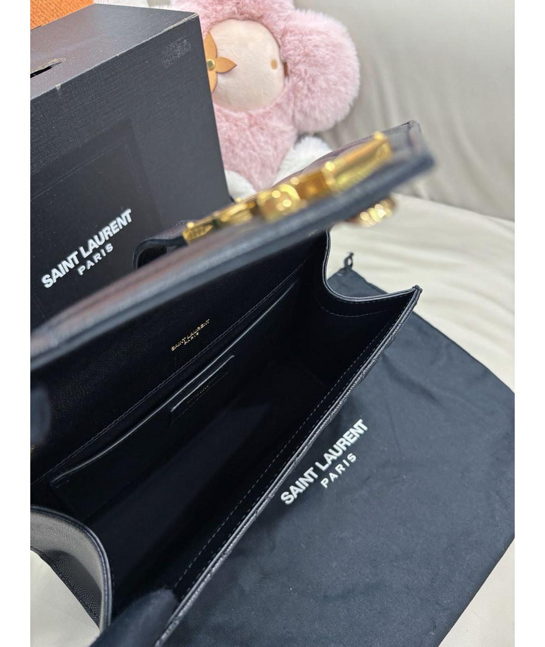SAINT LAURENT Черная кожаная сумка через плечо, фото 8