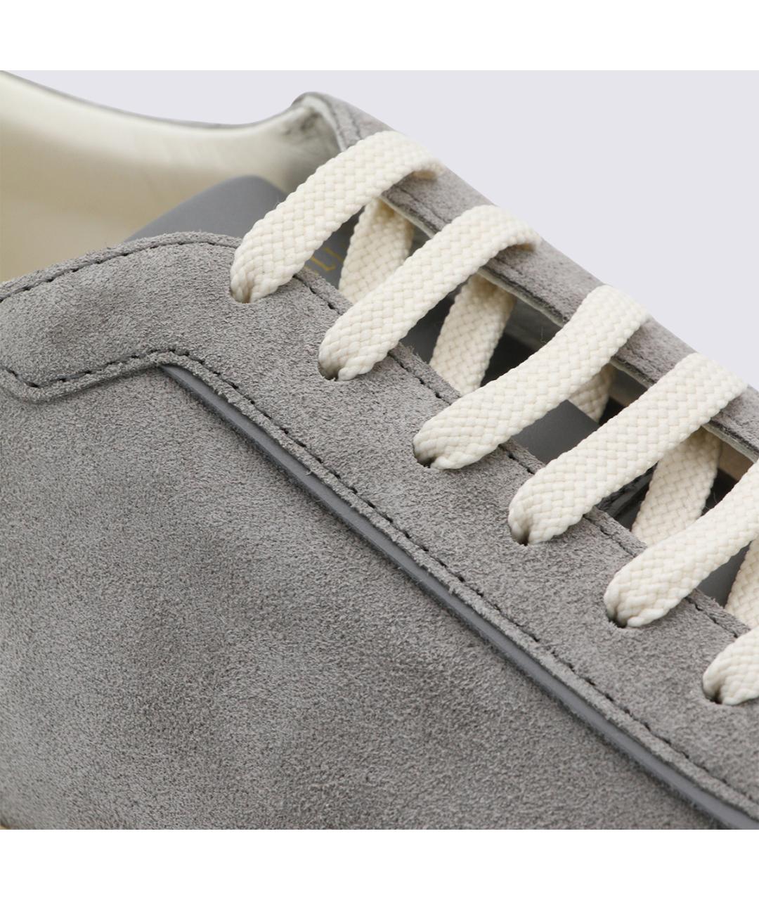BRUNELLO CUCINELLI Серые кожаные низкие кроссовки / кеды, фото 4