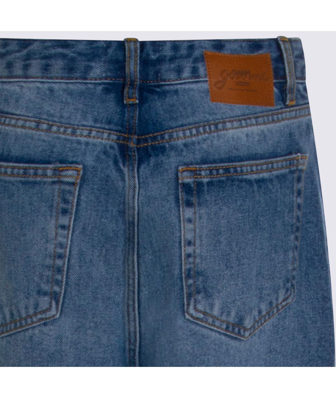 GANNI Синие хлопковые прямые джинсы, фото 5