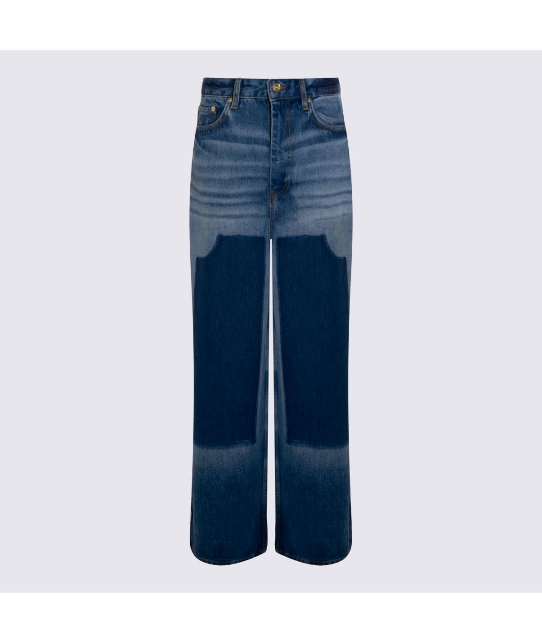 GANNI Синие хлопковые прямые джинсы, фото 6