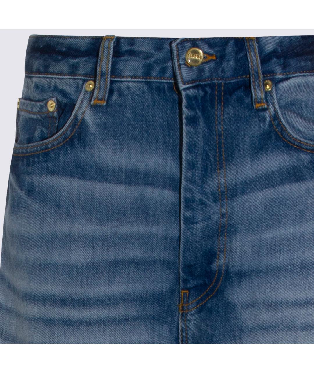 GANNI Синие хлопковые прямые джинсы, фото 3