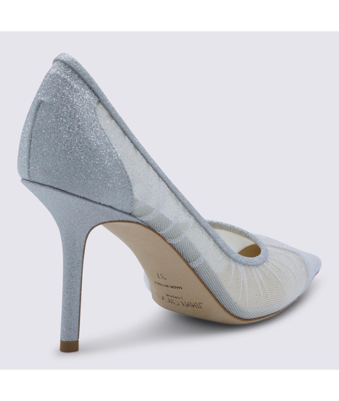 JIMMY CHOO Серебряные текстильные туфли, фото 3