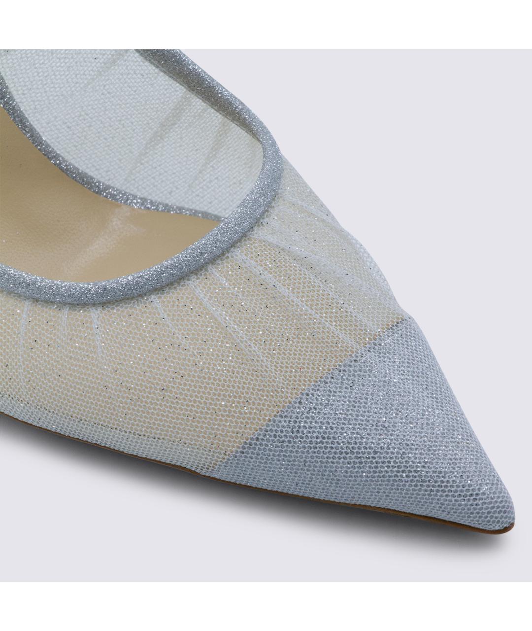 JIMMY CHOO Серебряные текстильные туфли, фото 4