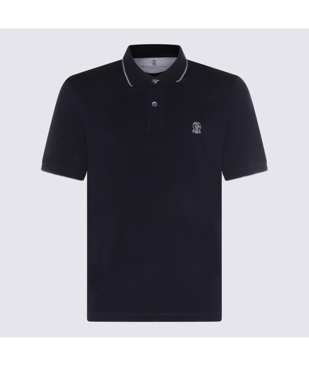BRUNELLO CUCINELLI Синее хлопковое поло с коротким рукавом, фото 4