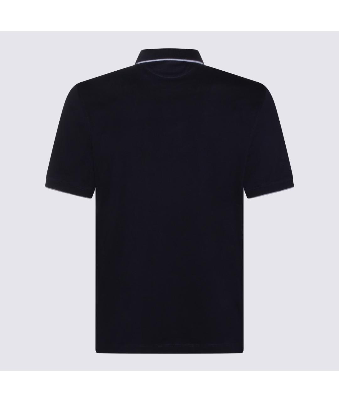 BRUNELLO CUCINELLI Синее хлопковое поло с коротким рукавом, фото 2