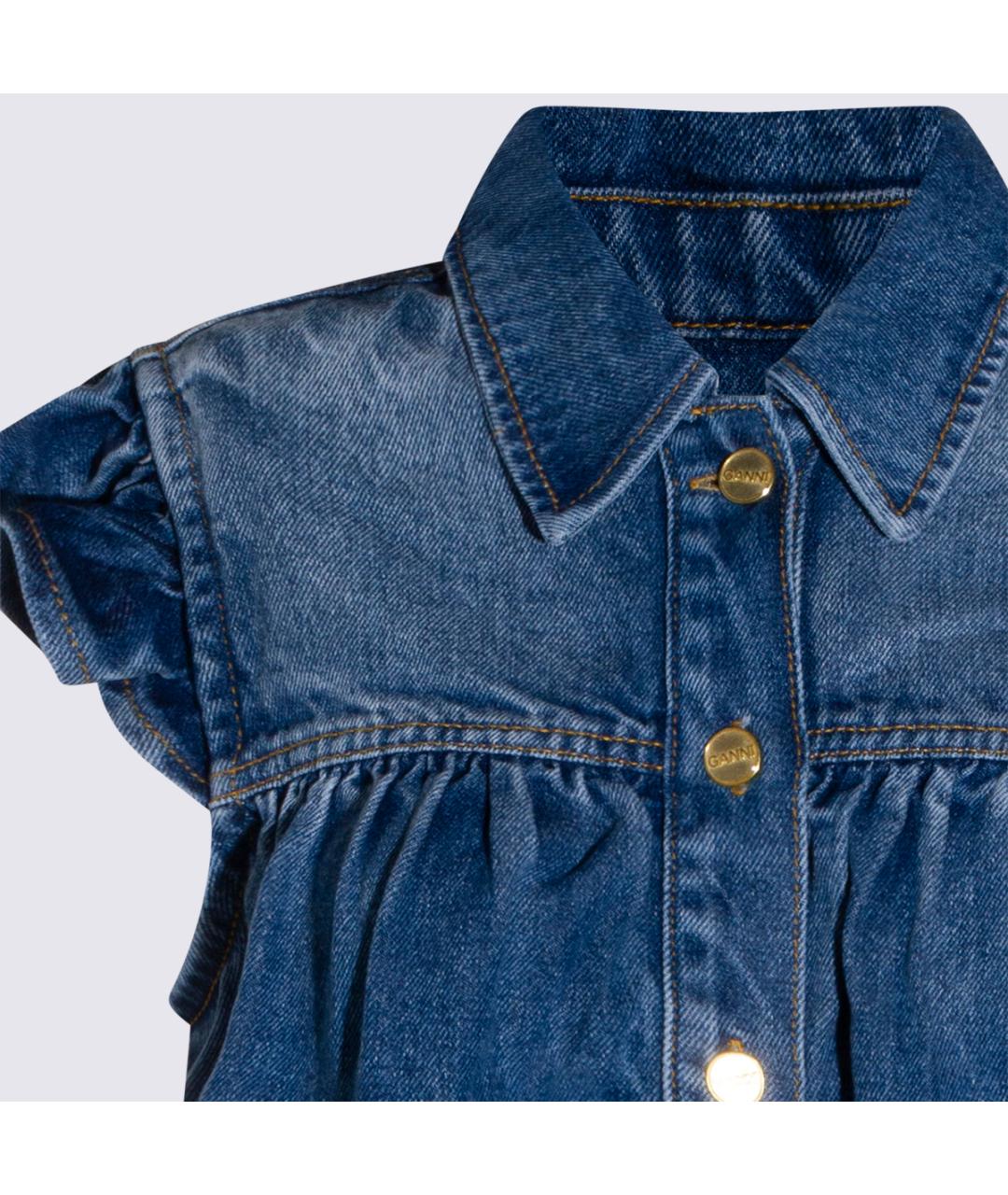 GANNI Синяя деним майка, фото 3