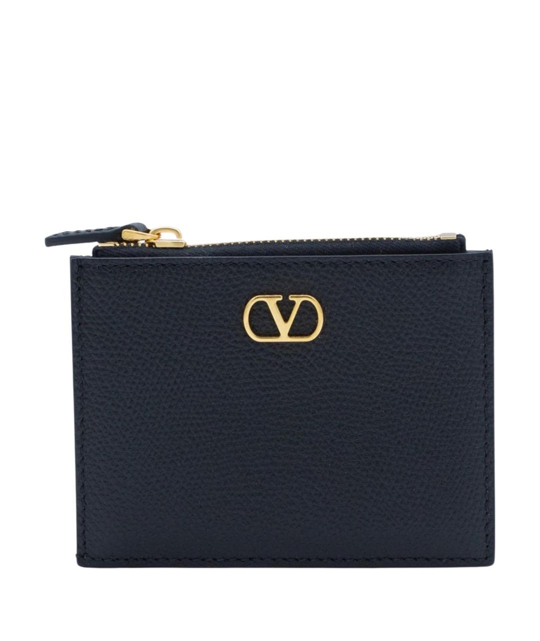 VALENTINO Черный кожаный кошелек, фото 1