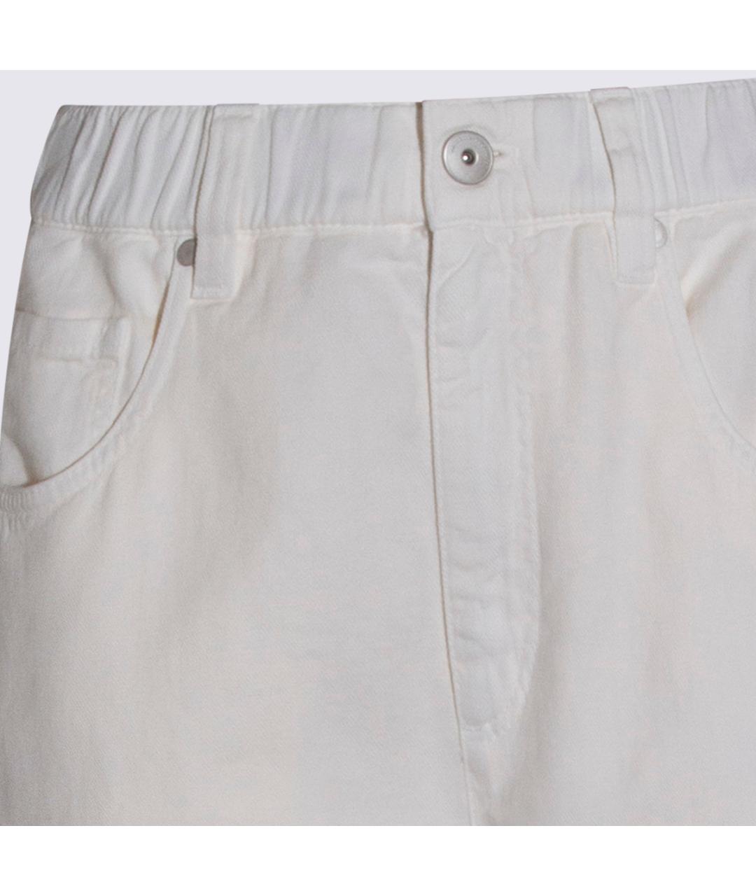 BRUNELLO CUCINELLI Белые хлопко-лиоцелловые прямые джинсы, фото 3