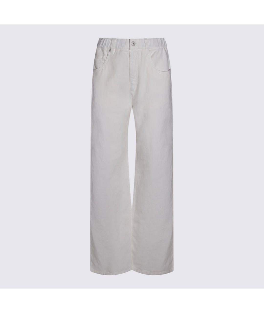 BRUNELLO CUCINELLI Белые хлопко-лиоцелловые прямые джинсы, фото 5