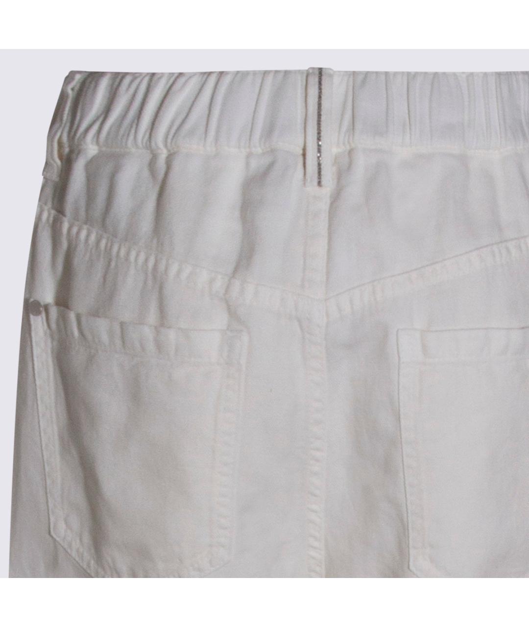 BRUNELLO CUCINELLI Белые хлопко-лиоцелловые прямые джинсы, фото 4