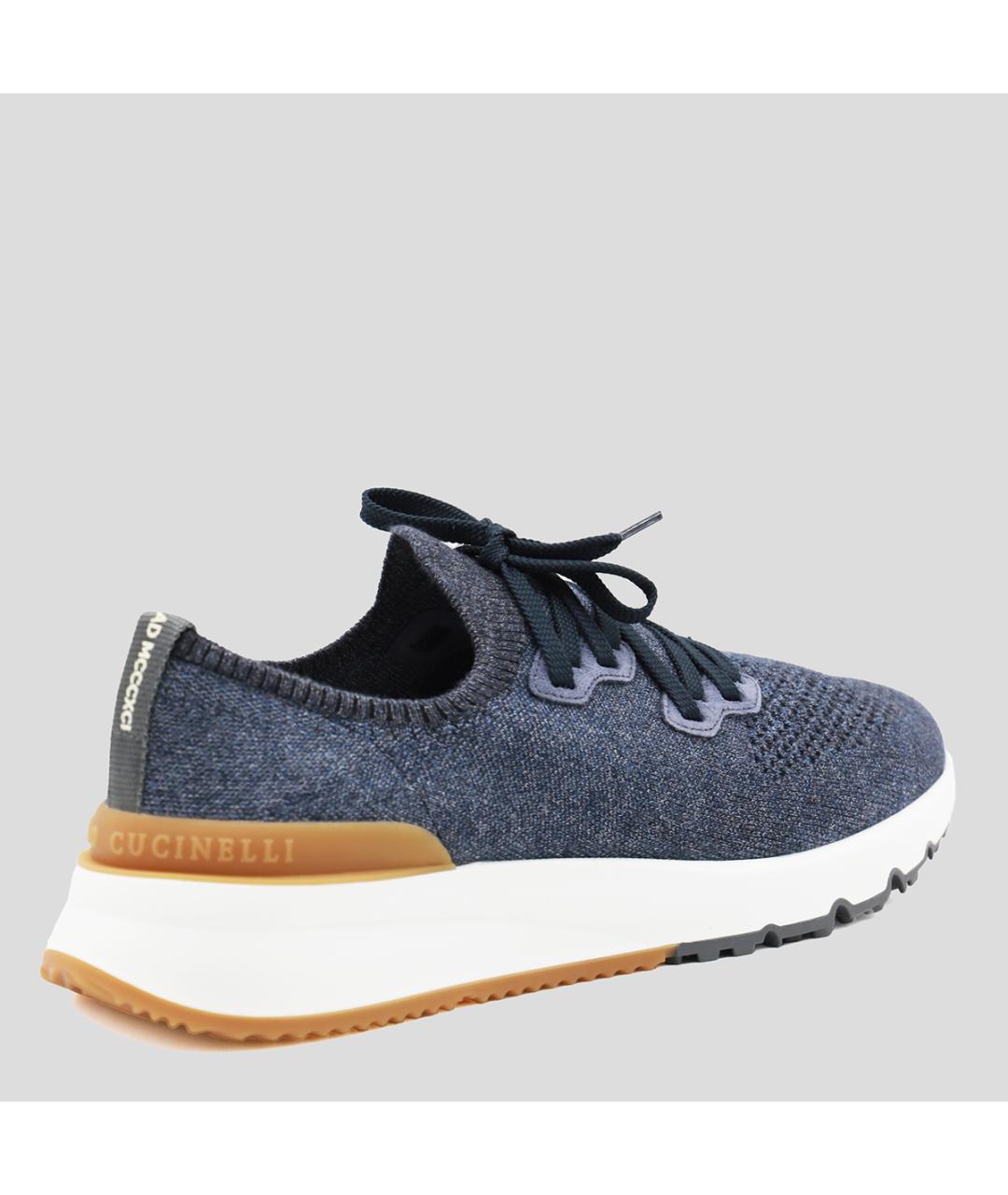 BRUNELLO CUCINELLI Синие текстильные низкие кроссовки / кеды, фото 2