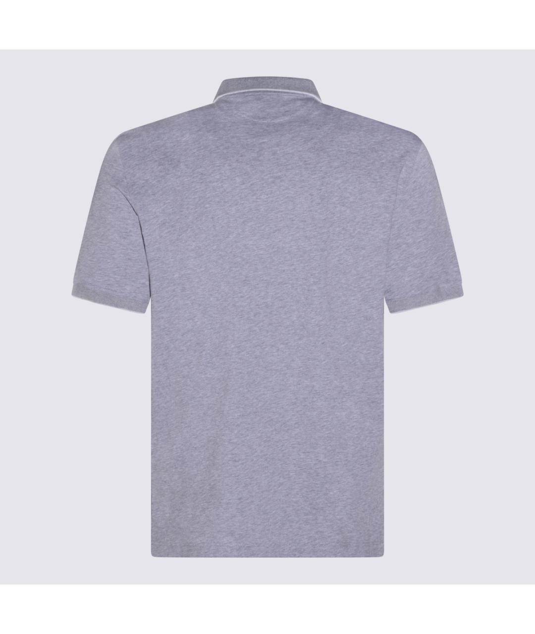 BRUNELLO CUCINELLI Серое хлопковое поло с коротким рукавом, фото 2