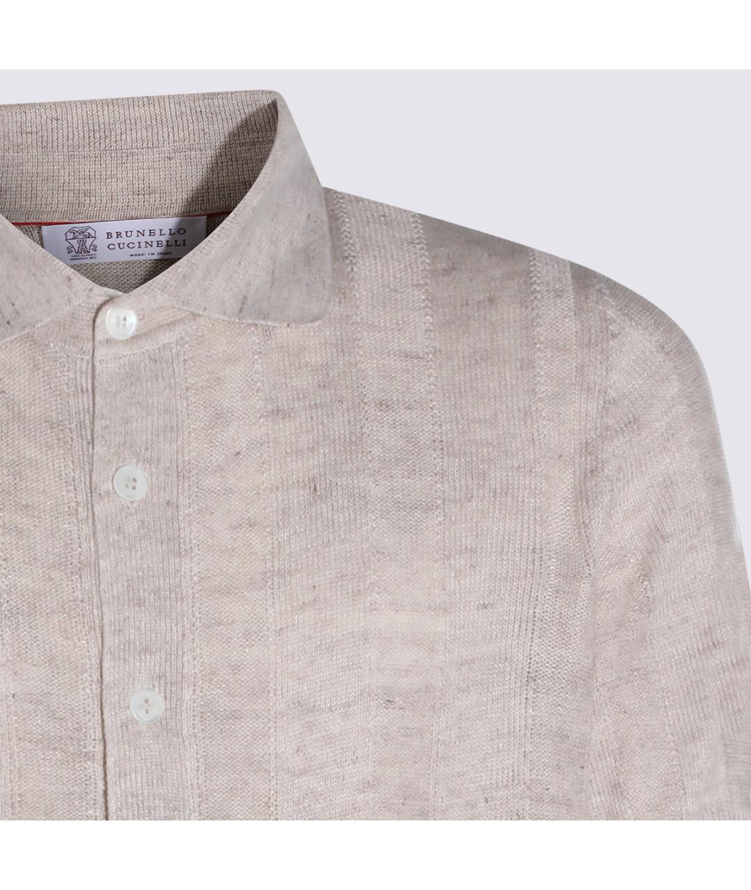 BRUNELLO CUCINELLI Коричневая хлопко-лиоцелловая кэжуал рубашка, фото 3