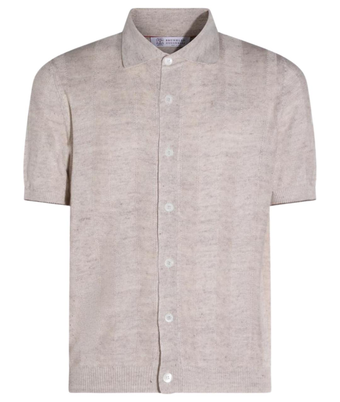 BRUNELLO CUCINELLI Коричневая хлопко-лиоцелловая кэжуал рубашка, фото 1