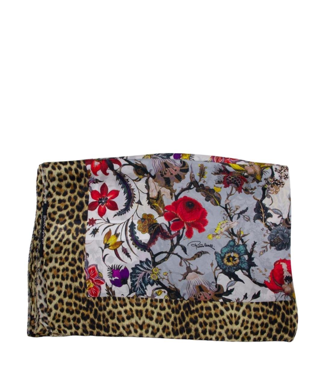 ROBERTO CAVALLI Бежевый шелковый шарф, фото 1