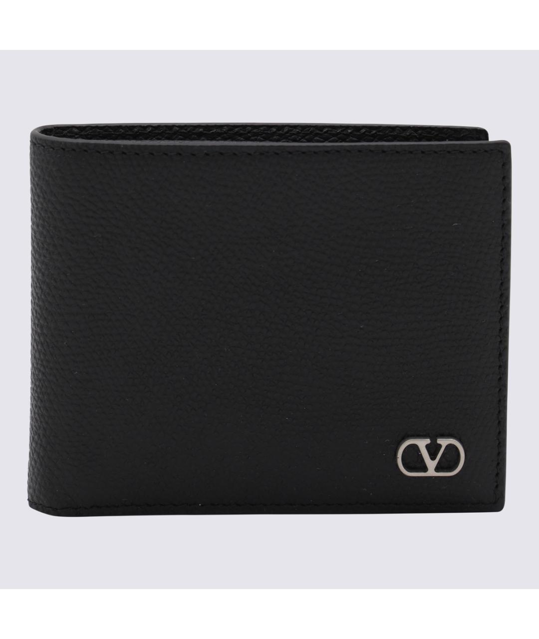 VALENTINO Черный кожаный кошелек, фото 4