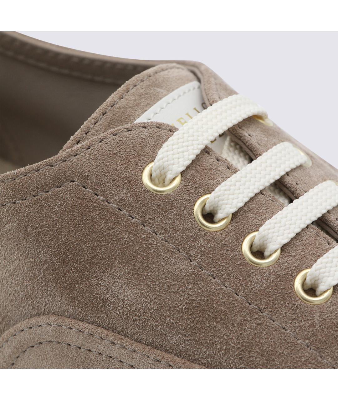 BRUNELLO CUCINELLI Бежевые замшевые низкие кроссовки / кеды, фото 4