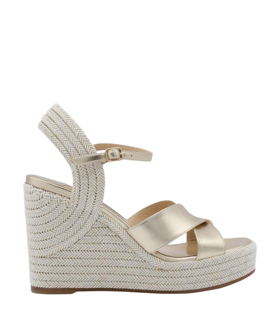 JIMMY CHOO Бежевые кожаные босоножки, фото 1