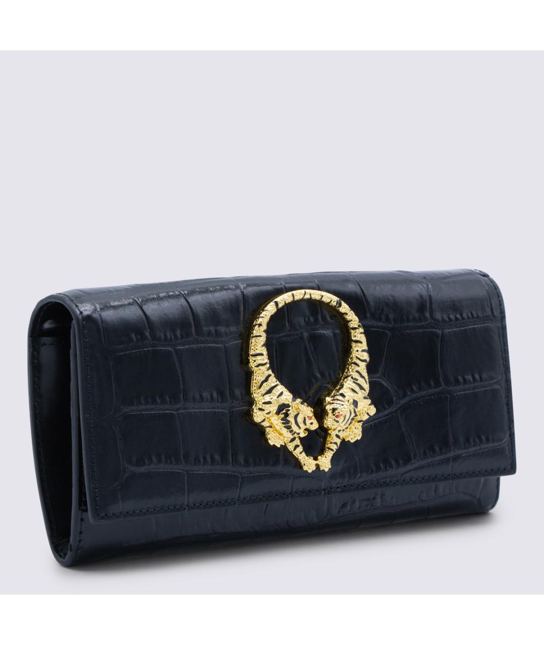 ROBERTO CAVALLI Черная кожаная сумка через плечо, фото 2