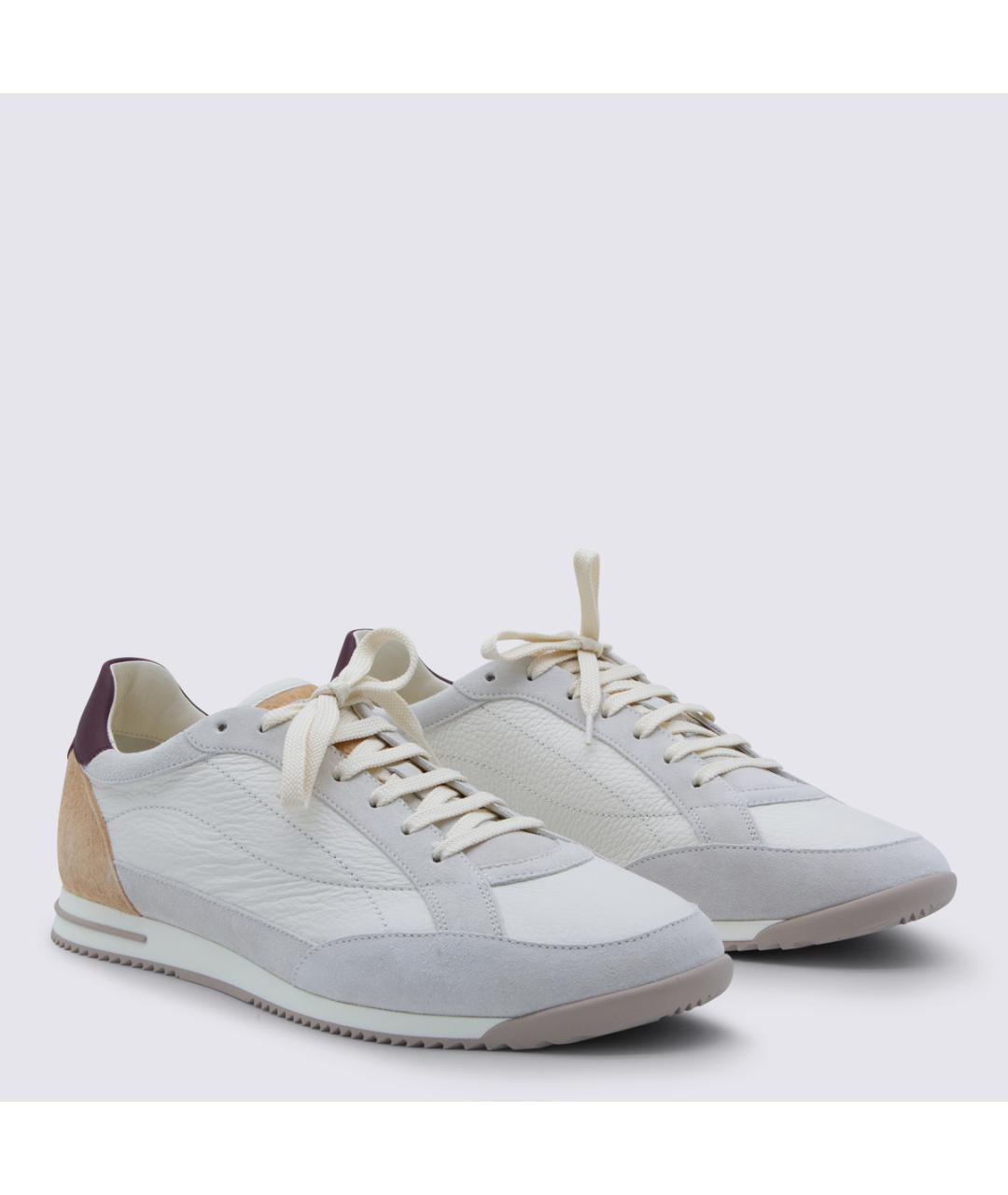 BRUNELLO CUCINELLI Белые кожаные низкие кроссовки / кеды, фото 2