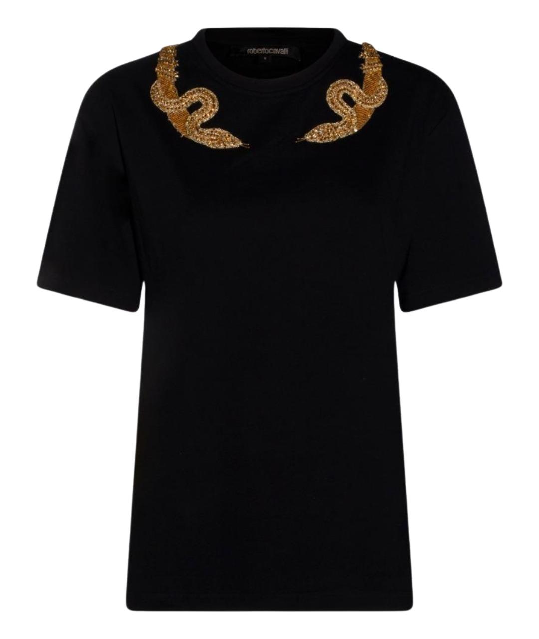 ROBERTO CAVALLI Черная хлопковая футболка, фото 1
