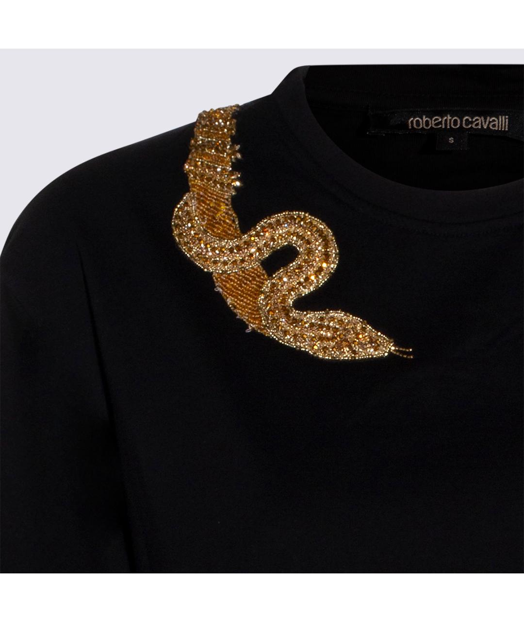 ROBERTO CAVALLI Черная хлопковая футболка, фото 3