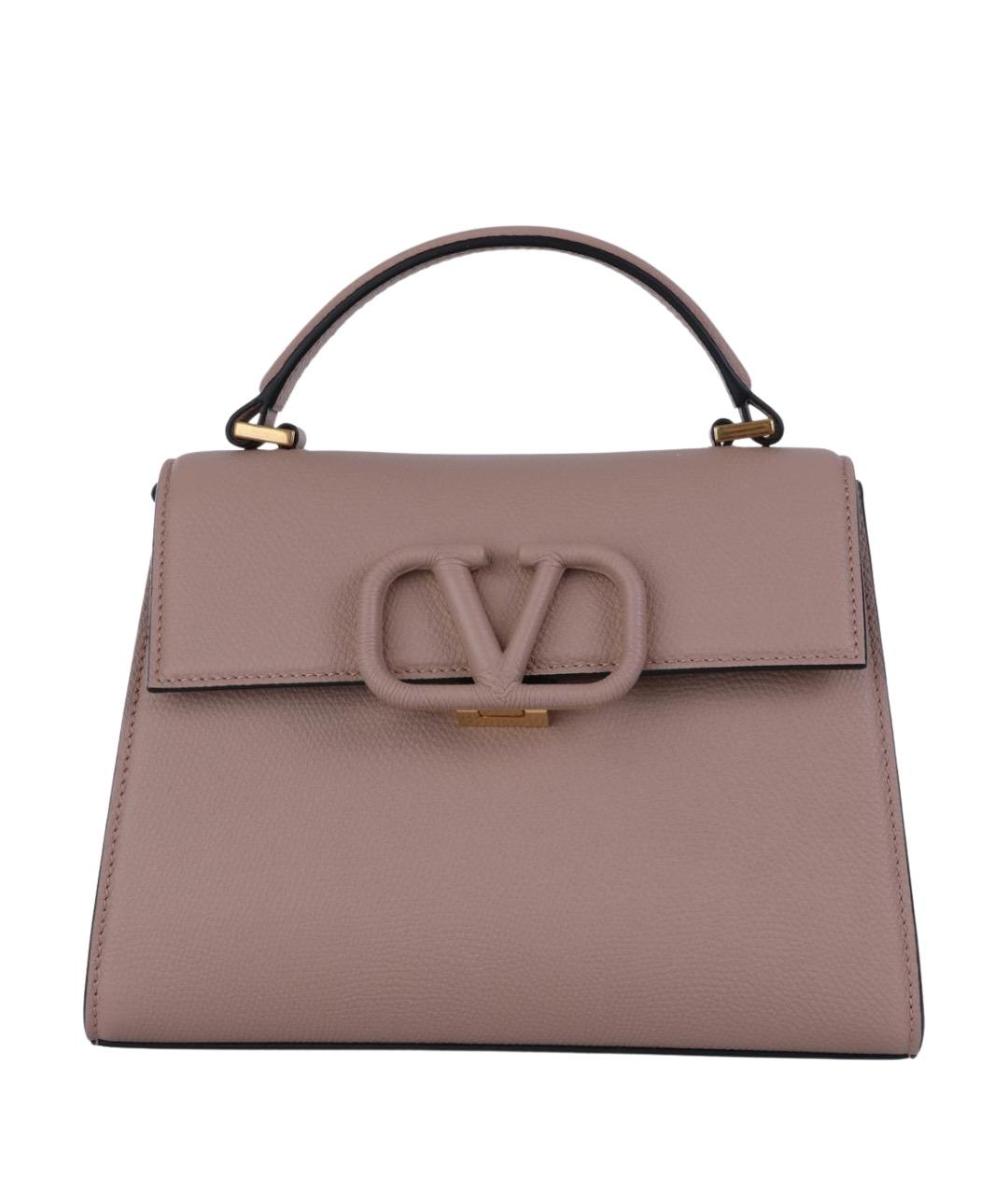 VALENTINO Розовая кожаная сумка с короткими ручками, фото 1