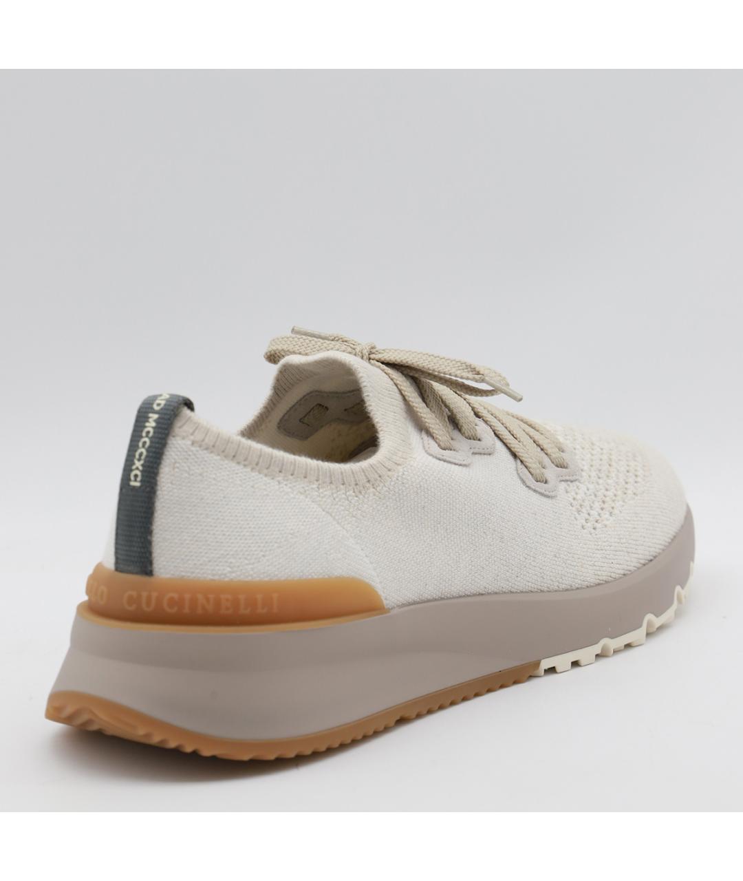 BRUNELLO CUCINELLI Бежевые текстильные низкие кроссовки / кеды, фото 2