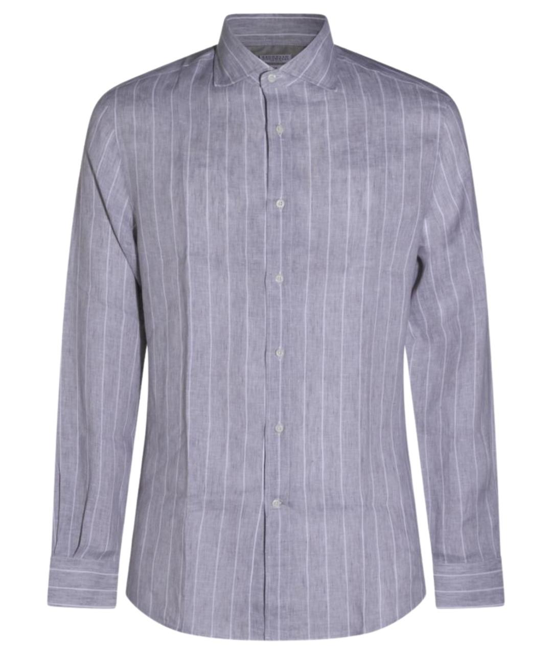 BRUNELLO CUCINELLI Серая хлопко-лиоцелловая кэжуал рубашка, фото 1
