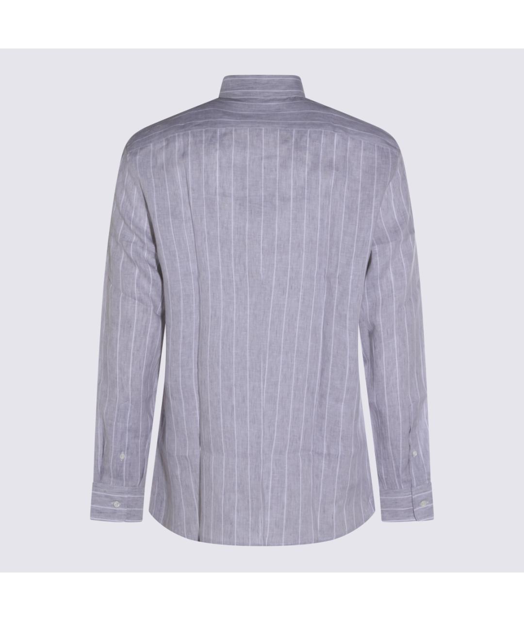 BRUNELLO CUCINELLI Серая хлопко-лиоцелловая кэжуал рубашка, фото 2
