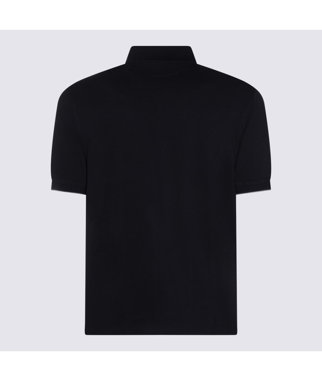 BRUNELLO CUCINELLI Темно-синее хлопковое поло с коротким рукавом, фото 2