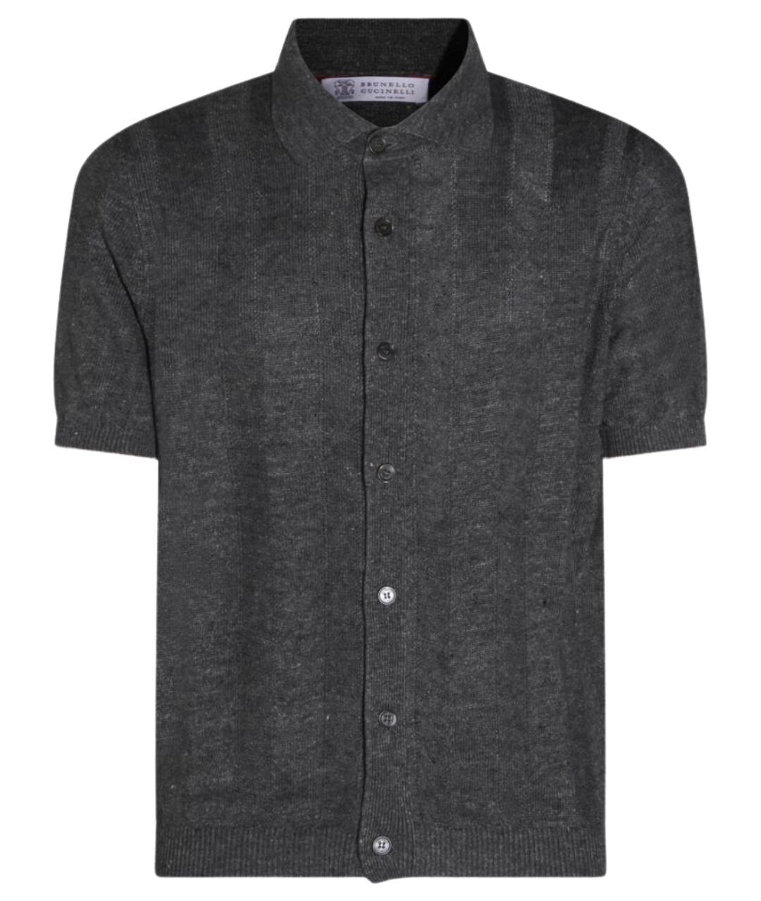 BRUNELLO CUCINELLI Серая хлопко-полиэстеровая кэжуал рубашка, фото 1