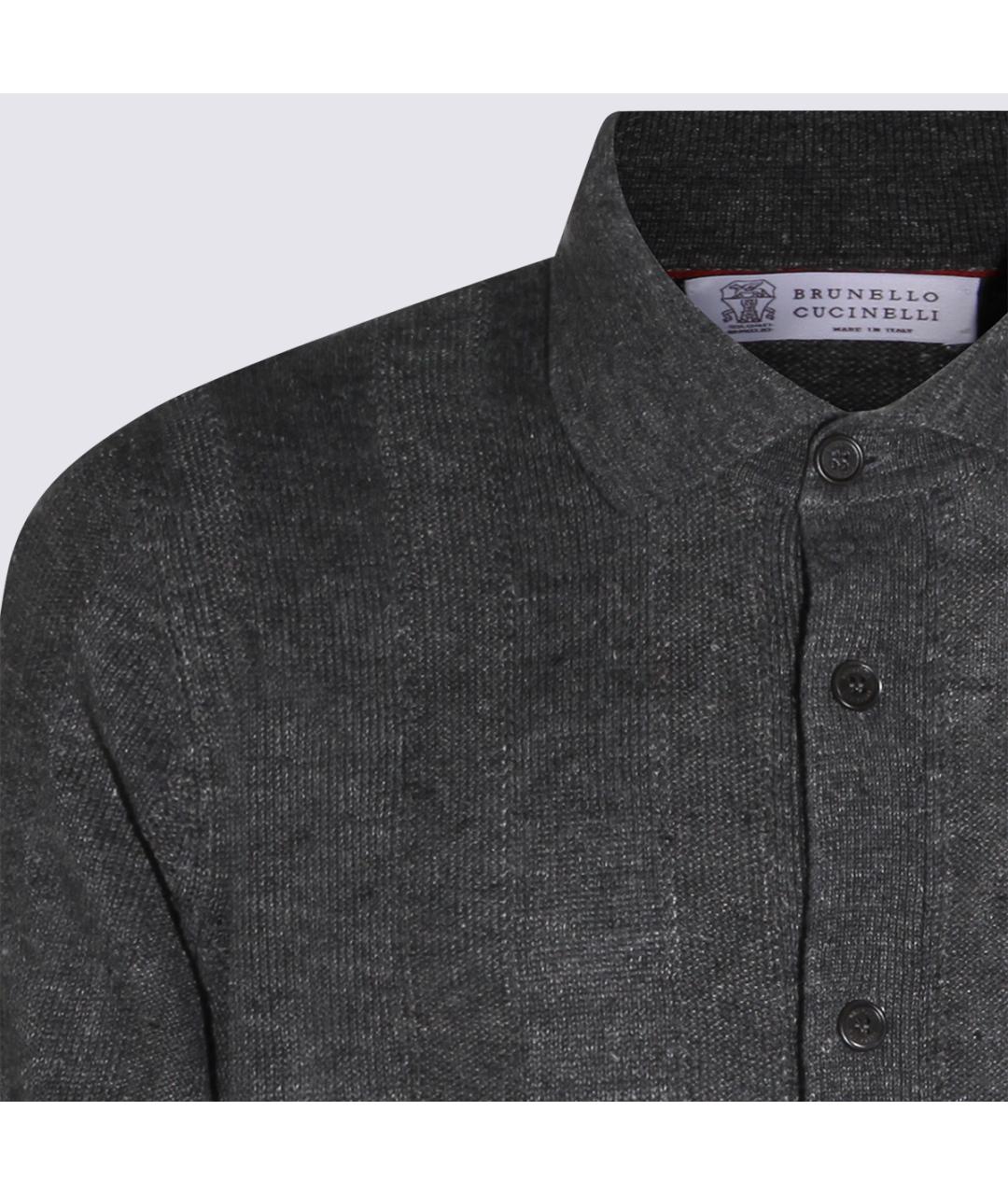 BRUNELLO CUCINELLI Серая хлопко-полиэстеровая кэжуал рубашка, фото 3