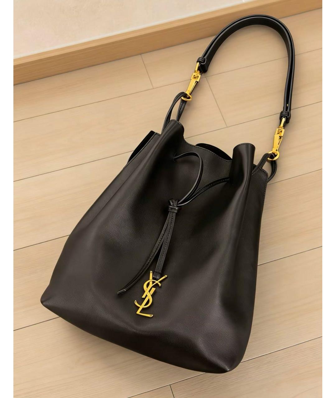 SAINT LAURENT Черная кожаная сумка через плечо, фото 5
