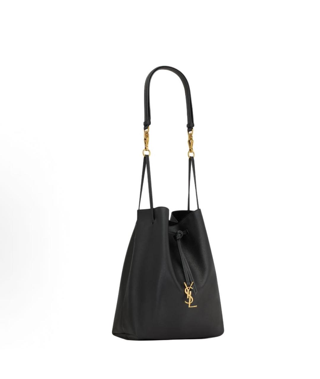 SAINT LAURENT Черная кожаная сумка через плечо, фото 2