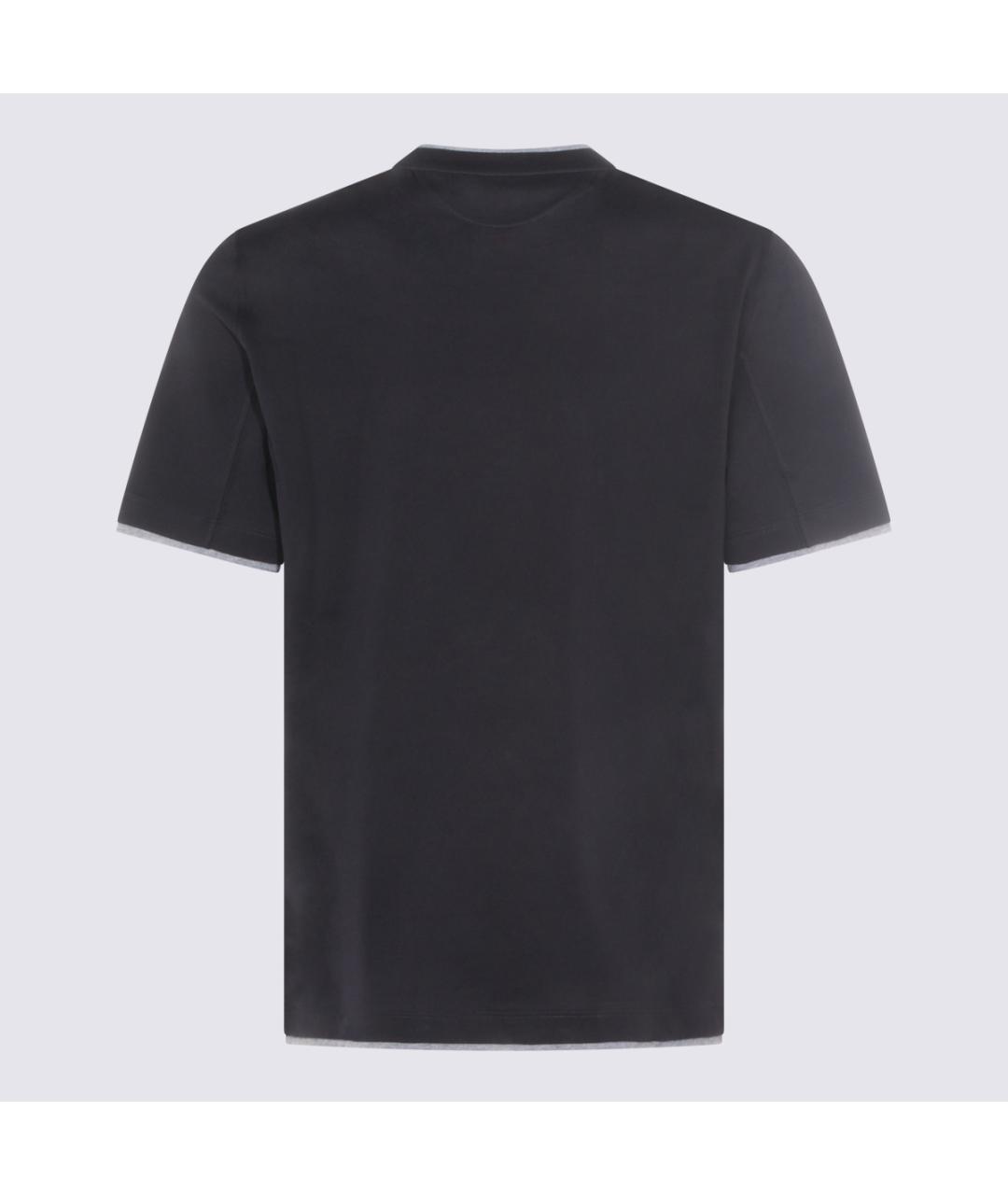 BRUNELLO CUCINELLI Темно-синяя хлопковая футболка, фото 2