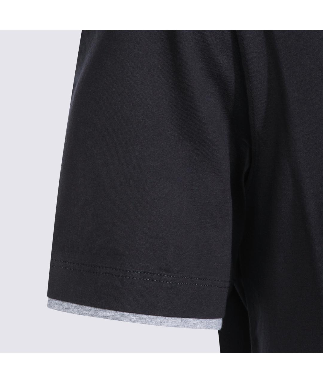 BRUNELLO CUCINELLI Темно-синяя хлопковая футболка, фото 3